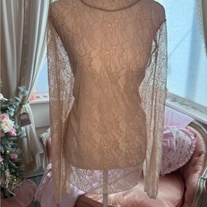 Anthropologie Blush Lace Top